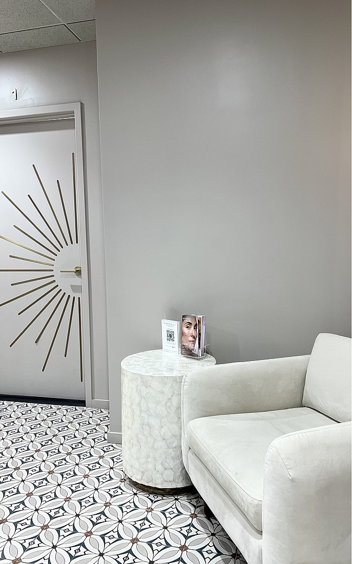 Modern waiting area with decorative elements.