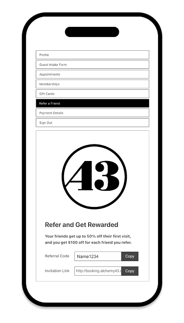 Mobile screen displaying referral program information.